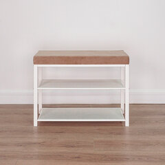 Банкетка для обуви &laquo;Торонто-23S&raquo;, 670&times;300&times;490 мм, 2 полки, металл/<wbr/>ткань, белая/<wbr/>бежевая