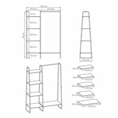 Вешалка-стеллаж &laquo;Скандинавия-1&raquo;, 1470&times;1100&times;385 мм, 5 полок, металл/<wbr/>ЛДСП, черная/<wbr/>дуб