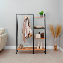 Вешалка-стеллаж &laquo;Скандинавия-1&raquo;, 1470&times;1100&times;385 мм, 5 полок, металл/<wbr/>ЛДСП, черная/<wbr/>дуб