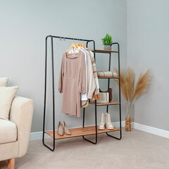 Вешалка-стеллаж &laquo;Скандинавия-1&raquo;, 1470&times;1100&times;385 мм, 5 полок, металл/<wbr/>ЛДСП, черная/<wbr/>дуб