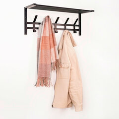 Вешалка настенная с полкой &laquo;Торонто-21&raquo;, 270&times;670&times;270 мм, 5 крючков, металл, черная