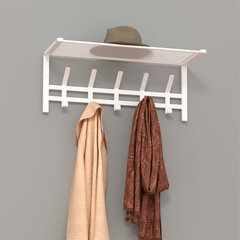 Вешалка настенная с полкой &laquo;Торонто-21&raquo;, 270&times;670&times;270 мм, 5 крючков, металл, белая
