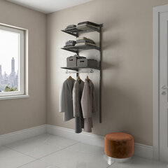 Гардеробная система BASIC G60, 2050&times;640&times;450 мм, 3 полки, 1 штанга, графит