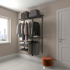 Гардеробная система OPTIMA G120, 2050&times;1240&times;450 мм, 6 полок, 3 штанги, графит