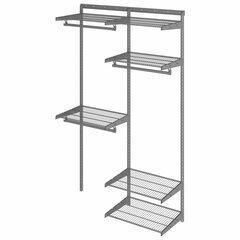 Гардеробная система OPTIMA G120, 2050&times;1240&times;450 мм, 6 полок, 3 штанги, графит