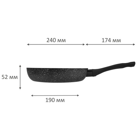 Сковорода 24 см, антипригарное покрытие, soft-touch ручка, SCOVO Hi-Black, HB-003