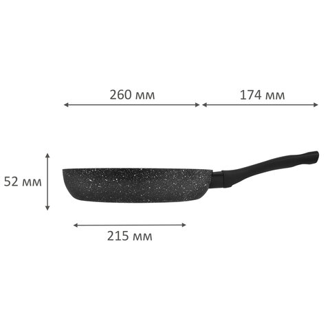 Сковорода 26 см, антипригарное покрытие, soft-touch ручка, SCOVO Hi-Black, HB-004