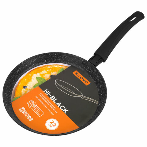 Сковорода блинная 22 см антипригарное покрытие, soft-touch ручка, SCOVO Hi-Black, HB-039