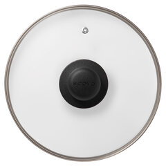 Крышка стеклянная 24 см с пароотводом, жаропрочное стекло, нержавеющая сталь ободка, SCOVO &laquo;Classic&raquo;, KC-224