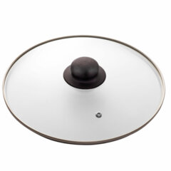 Крышка стеклянная 24 см с пароотводом, жаропрочное стекло, нержавеющая сталь ободка, SCOVO "Classic", KC-224