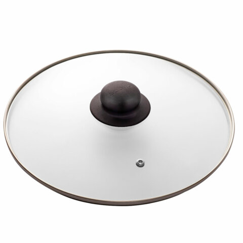 Крышка стеклянная 24 см с пароотводом, жаропрочное стекло, нержавеющая сталь ободка, SCOVO "Classic", KC-224, КС-224