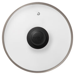 Крышка стеклянная 26 см с пароотводом, жаропрочное стекло, нержавеющая сталь ободка, SCOVO &laquo;Classic&raquo;, KC-226