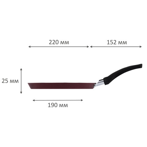 Сковорода блинная 22 см антипригарное покрытие, длинная ручка, SCOVO "Expert", СЭ-039