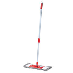 Швабра КОМПЛЕКТ черенок 75-130 см + флаундер 40 см + МОП микрофибра СИНЕЛЬ (ТИП К), PERKLIN (ПЕРКЛИН), 700981