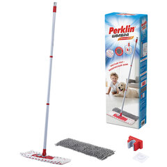 Швабра с флаундером 40 см, составной черенок 120 см, МОП микрофибра/<wbr/>абразив + МОП СИНЕЛЬ, PERKLIN (ПЕРКЛИН), 700987