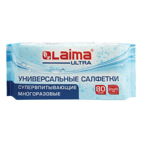 Салфетки СУПЕРВПИТЫВАЮЩИЕ универсальные, 80 штук, 20х20 см, диспенсер, 100% ВИСКОЗА, LAIMA ULTRA, 700993 - фото 7