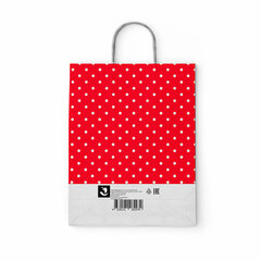Крафт-пакет бумажный &laquo;Горох на красном&raquo; 22&times;12&times;25 см, с кручеными ручками, 100 г/<wbr/>м<sup>2</sup>, белый, 112979