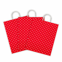 Крафт-пакет бумажный &laquo;Горох на красном&raquo; 22&times;12&times;25 см, с кручеными ручками, 100 г/<wbr/>м<sup>2</sup>, белый, 112979