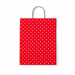 Крафт-пакет бумажный &laquo;Горох на красном&raquo; 22&times;12&times;25 см, с кручеными ручками, 100 г/<wbr/>м<sup>2</sup>, белый, 112979