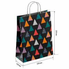 Крафт-пакет бумажный &laquo;Геометрия&raquo; 22&times;12&times;25 см, с кручеными ручками, плотность 100 г/<wbr/>м<sup>2</sup>, белый, 112290