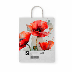 Крафт-пакет бумажный &laquo;Маки&raquo; 22&times;12&times;25 см, с кручеными ручками, плотность 100 г/<wbr/>м<sup>2</sup>, белый, 114171