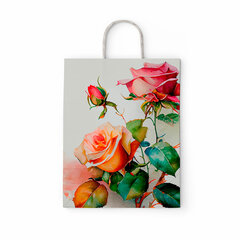 Крафт-пакет бумажный &laquo;Розы&raquo; 22&times;12&times;25 см, с кручеными ручками, плотность 100 г/<wbr/>м<sup>2</sup>, белый, 114164