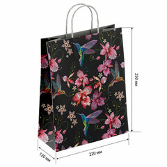 Крафт-пакет бумажный &laquo;Колибри&raquo; 22&times;12&times;25 см, с кручеными ручками, плотность 100 г/<wbr/>м<sup>2</sup>, белый, 115328