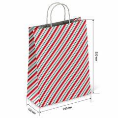 Крафт-пакет бумажный &laquo;Узкая полоса&raquo; 26&times;15&times;35 см, с кручеными ручками, плотность 100 г/<wbr/>м<sup>2</sup>, белый, 113228