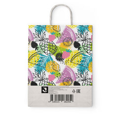 Крафт-пакет бумажный &laquo;Фрукты&raquo; 26&times;15&times;35 см, с кручеными ручками, плотность 100 г/<wbr/>м<sup>2</sup>, белый, 112252