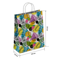 Крафт-пакет бумажный &laquo;Фрукты&raquo; 26&times;15&times;35 см, с кручеными ручками, плотность 100 г/<wbr/>м<sup>2</sup>, белый, 112252