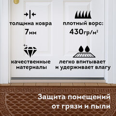 Коврик придверный 60х90 см, ВЕНГЕ, грязезащитный, 430 г/м2, ПОЛУКРУГ, фактурный ЧЕШУЙКИ, ЛЮБАША, 701053
