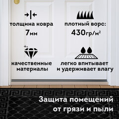 Коврик придверный 60х90 см, ЧЕРНЫЙ, грязезащитный, 430 г/м2, фактурный рисунок ЧЕШУЙКИ, ЛЮБАША, 701060