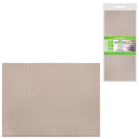 Коврик для сушки посуды из микрофибры, 38х50 см, вафельное плетение, БЕЖЕВЫЙ, 260 г/м2, BOOMHOUSE (БУМХАУС), 701142