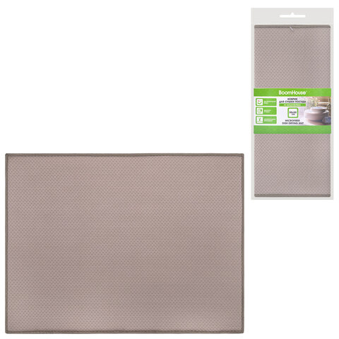 Коврик для сушки посуды из микрофибры, 38х50 см, "КЛЕТКА", сетка, КОРИЧНЕВЫЙ, 300 г/м2, BOOMHOUSE (БУМХАУС), 701144