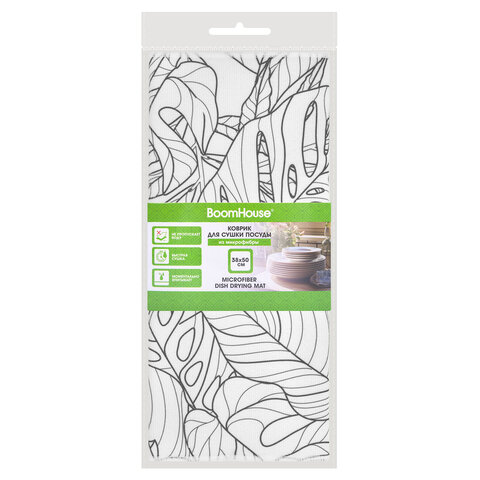 Коврик для сушки посуды из микрофибры, 38х50 см, "ТРОПИКИ", 300 г/м2, BOOMHOUSE (БУМХАУС), 701147 - фото 2