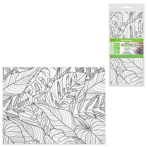Коврик для сушки посуды из микрофибры, 38х50 см, "ТРОПИКИ", 300 г/м2, BOOMHOUSE (БУМХАУС), 701147