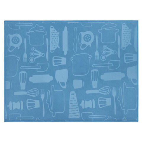 Коврик для сушки посуды из микрофибры, 38х50 см, тиснение, "ПОСУДА", СИНИЙ, 400 г/м2, BOOMHOUSE (БУМХАУС), 701148 - фото 4