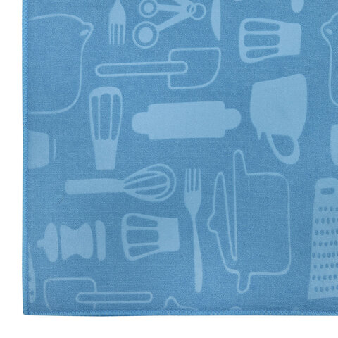 Коврик для сушки посуды из микрофибры, 38х50 см, тиснение, "ПОСУДА", СИНИЙ, 400 г/м2, BOOMHOUSE (БУМХАУС), 701148 - фото 6