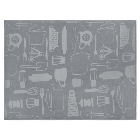 Коврик для сушки посуды из микрофибры, 38х50 см, тиснение, "ПОСУДА", СЕРЫЙ, 400 г/м2, BOOMHOUSE (БУМХАУС), 701149 - фото 4
