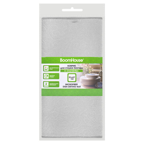 Коврик для сушки посуды из микрофибры, 31х47 см, тиснение "ОРНАМЕНТ" СЕРЫЙ, 330 г/м2, BOOMHOUSE (БУМХАУС), 701153 - фото 2