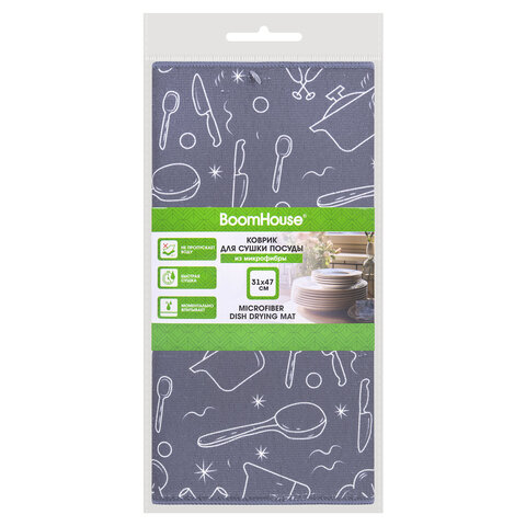Коврик для сушки посуды из микрофибры, 31х47 см, "КУХНЯ", 440 г/м2, BOOMHOUSE (БУМХАУС), 701154 - фото 2