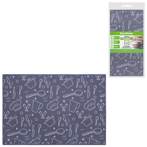 Коврик для сушки посуды из микрофибры, 31х47 см, "КУХНЯ", 440 г/м2, BOOMHOUSE (БУМХАУС), 701154