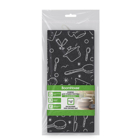 Коврик для сушки посуды из микрофибры, 31х47 см, "КУХНЯ", 440 г/м2, BOOMHOUSE (БУМХАУС), 701154