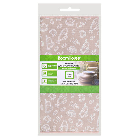 Коврик для сушки посуды из микрофибры, 31х47 см, "КОФЕ", 440 г/м2, BOOMHOUSE (БУМХАУС), 701155 - фото 2