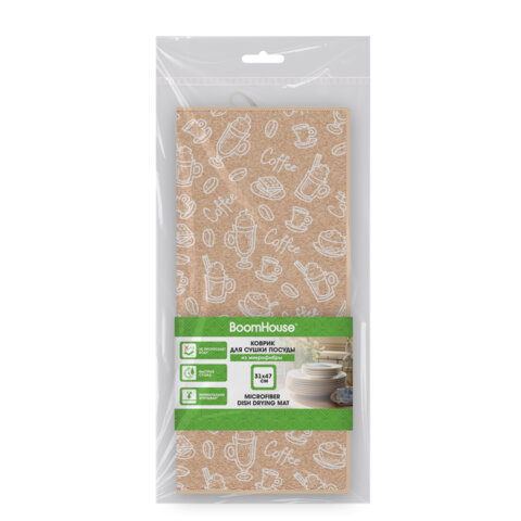 Коврик для сушки посуды из микрофибры, 31х47 см, "КОФЕ", 440 г/м2, BOOMHOUSE (БУМХАУС), 701155