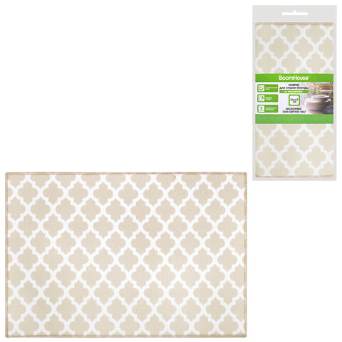 Коврик для сушки посуды из микрофибры, 31х47 см, "МАРОККАНСКИЙ УЗОР", 440 г/м2, BOOMHOUSE (БУМХАУС), 701157