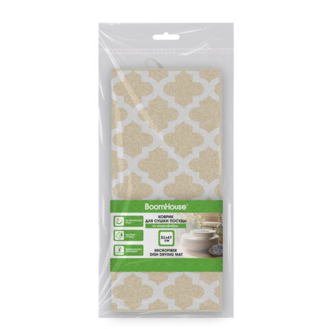 Коврик для сушки посуды из микрофибры, 31х47 см, "МАРОККАНСКИЙ УЗОР", 440 г/м2, BOOMHOUSE (БУМХАУС), 701157