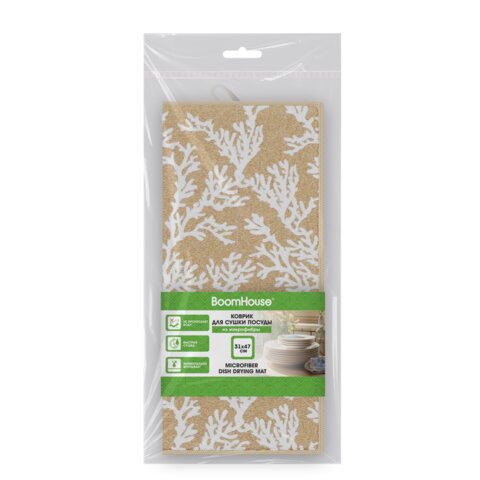 Коврик для сушки посуды из микрофибры, 31х47 см, "КОРАЛЛЫ", 440 г/м2, BOOMHOUSE (БУМХАУС), 701158