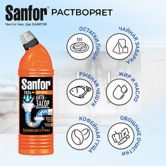 Средство для прочистки канализационных труб на кухне 1 кг, SANFOR гель