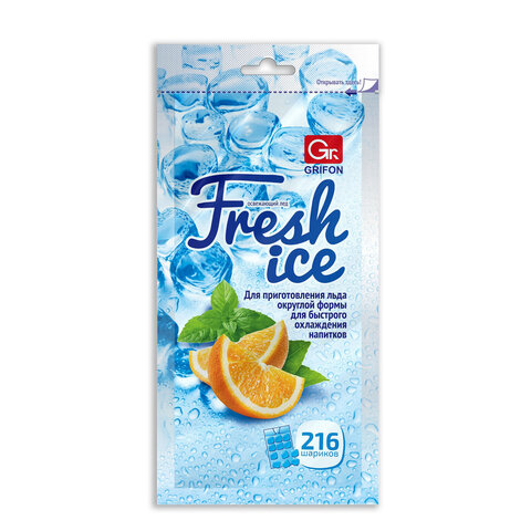 Пакеты для приготовления льда с завязками, 12 пакетов по 18 ячеек, 216 кубиков, GRIFON, ШК1009